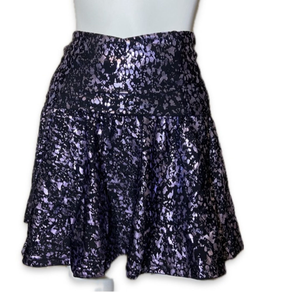 American Apparel Black and Purple Mini Skirt